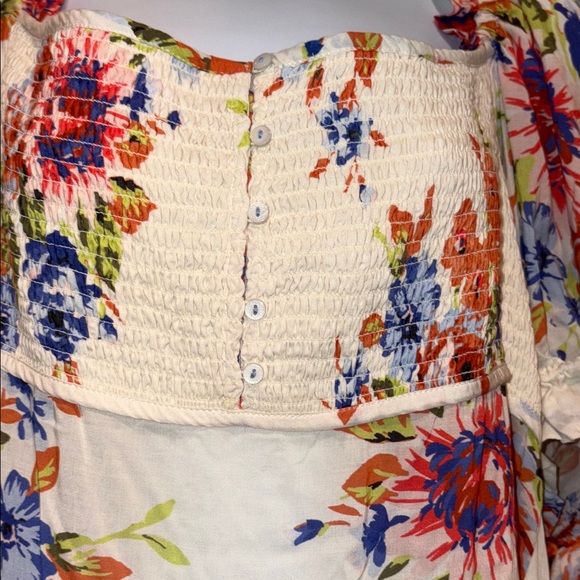 Anthropologie Floral Maxi Dress - White, Blue, Orange - Picture 4 of 6